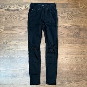 American Eagle Black High Rise Jegging Distressed Jeans Sz 6